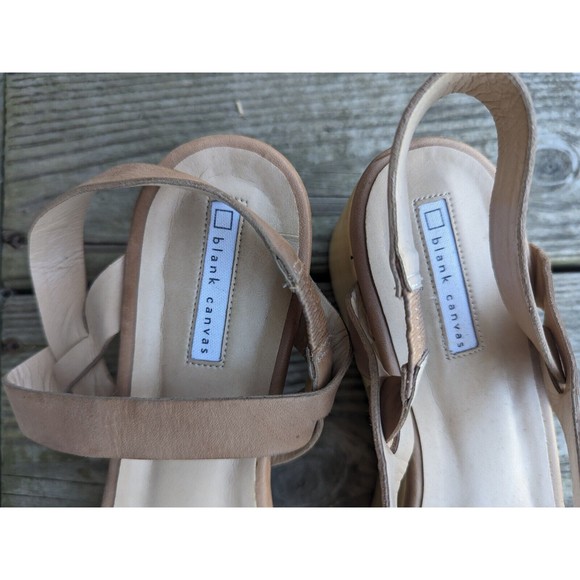 Blank Canvas Made in Brazil Tan Suede Platform Wooden Sandals Women Size 11 - Picture 8 of 8